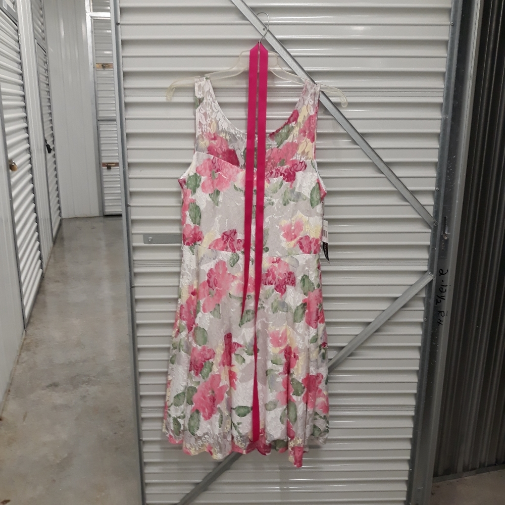 Pink and white floral dress